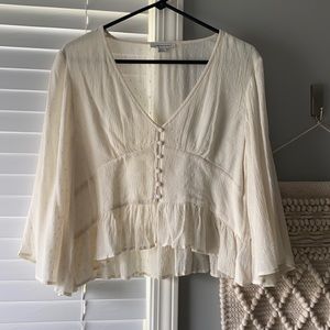 american eagle white semi long sleeve shirt